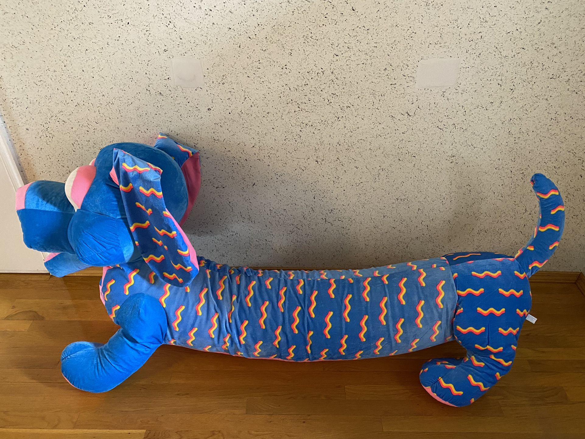 Free Giant 5ft Blue And Pink Dog Plush 