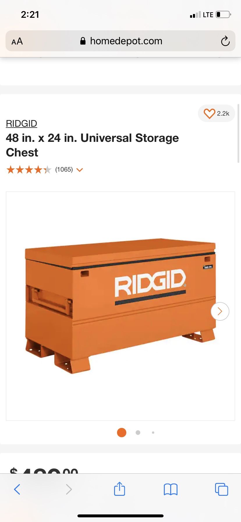 Rigid 48inch Tool Chest