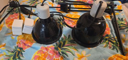 Complete Reptile Lighting Automation Setup – 2 Domes, adjustable Stand, & 2 Programmable Timers