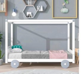 Twin size bed with wheels