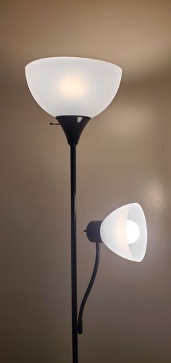 Black floor lamp with light bulbs