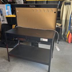 Metal Work Bench with Light & Electrical Outlets