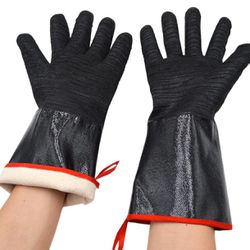 Barbecue grill gloves, 932 ℉, heat resistant, waterproof gloves for turkey fryer, bake with non-slip textured grip (18 inches