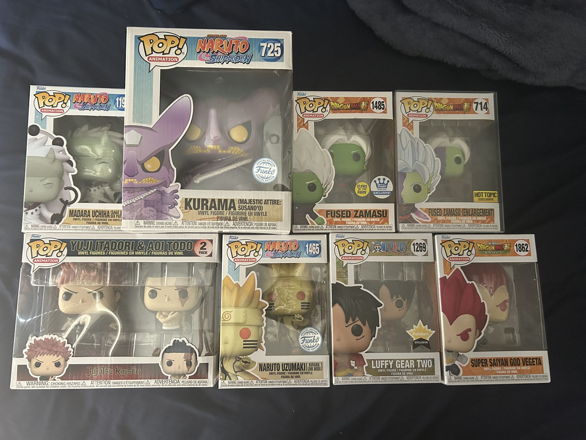 funko pops. jujutsu kaisen , naruto , one piece , dragon ball