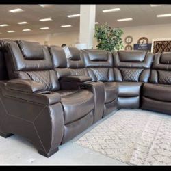 Large Dark Brown Ashley Power Reclining Sectional👌 New Brand 💯 Living Room Set✅