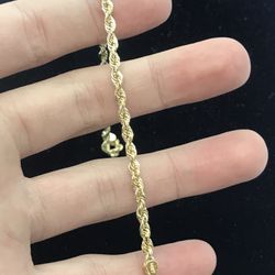 Gold Bracelet Rope 14K Solid New 