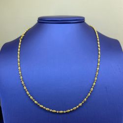 14Kt Yellow Gold 20” Mooncut Oval Bead Necklace 6.56g 2mm I-2013