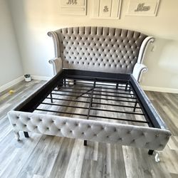 Gray king bed frame