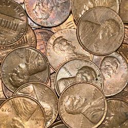 50 1909 to 1989 Lincoln Wheat Cent rolls unsearched lot one cent coins United States uncertified