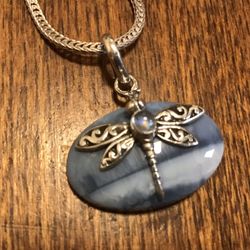 Sterling dragon fly Owyhee Opal pendant