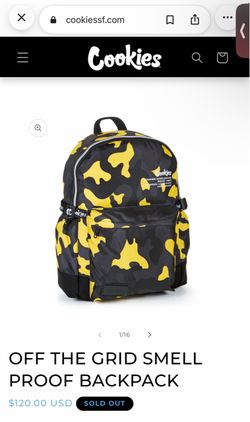Brand new Cookies Smell Proof Yellow Camo Backpack