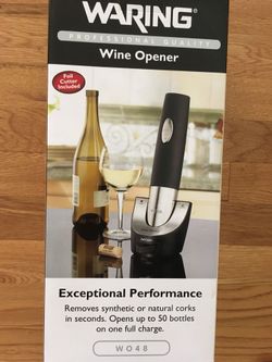 NEW - WARING PROFESSIONAL QUALITY CORDLESS WINE OPENER