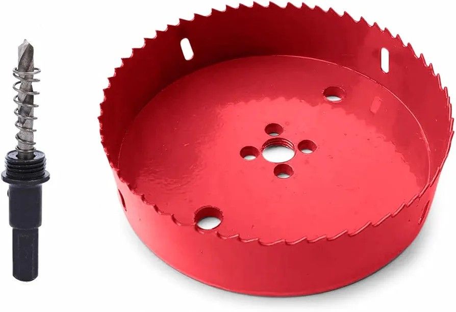 Hole Saw 5-5/8 inch for Wood and Plastic, 143mm Diameter HSS Bi-Metal Circular Hole Drill Cutter with Pilot Bit for Drywall, Plasterboard, Fiberglass