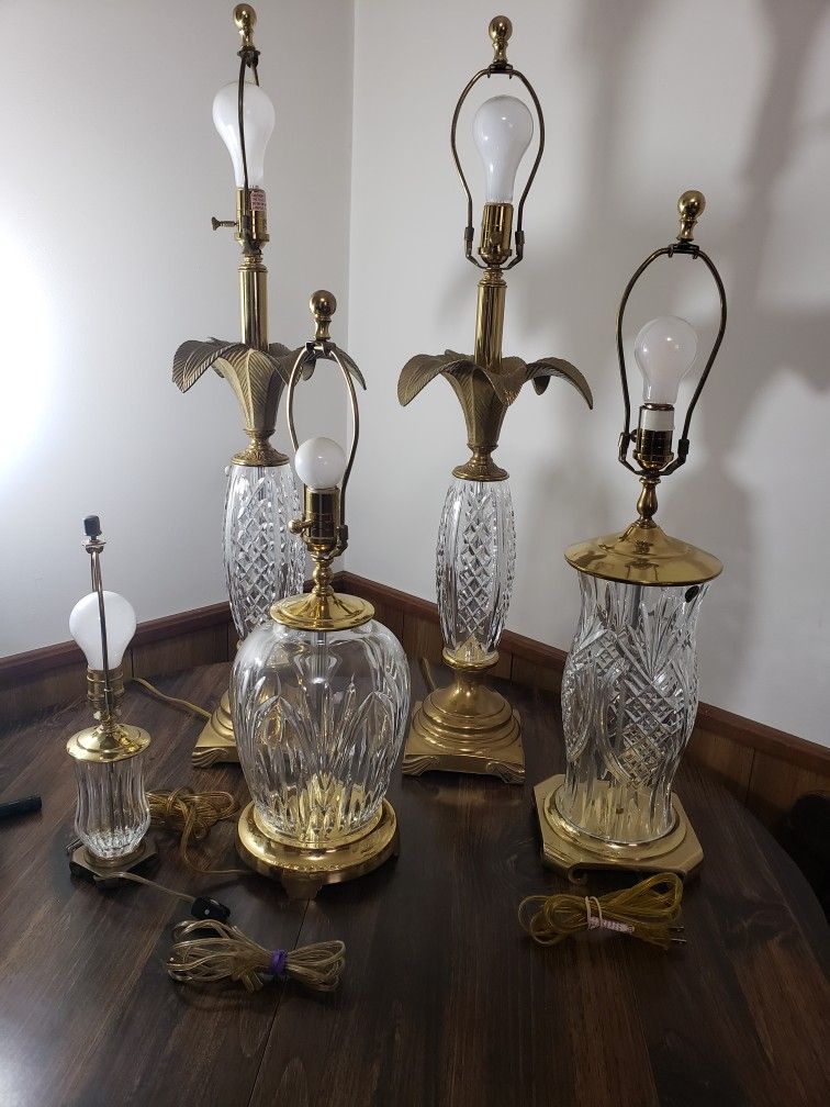 Waterford Crystal Lamps Set Of 5 Several Patterns And Sizes For 1 Price