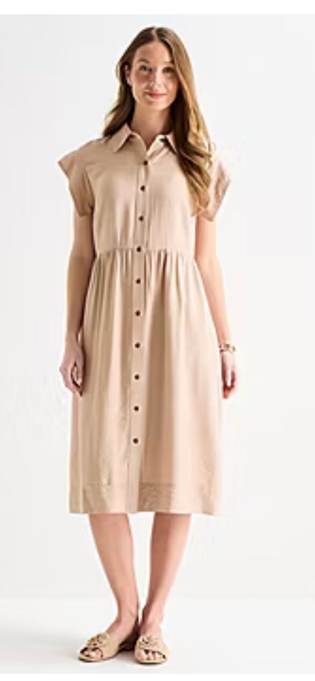 Womens Short Sleeve Midi Shirt Dress