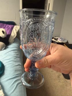 Set of 48 blue tinted goblets
