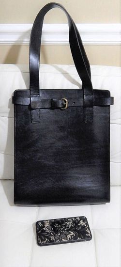 Rare Authentic Vintage YARGICI Tote-Extremely Thick Rich Black Leather -Made in Turkey -High Quality Turkish Leather Deigner Bag-Large Tote