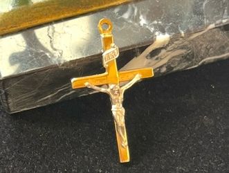 Vintage 12K Gold Filled Two-Tone Crucifix Pendant Cross