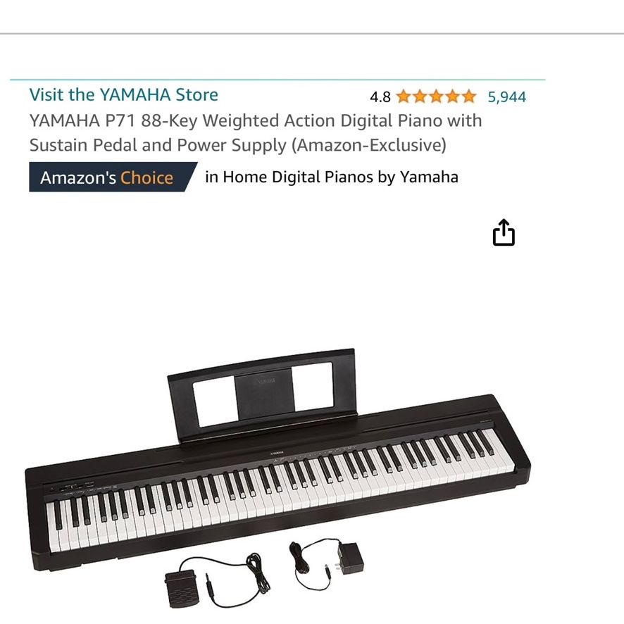 Yamaha P71 Weighted Action Digital Piano