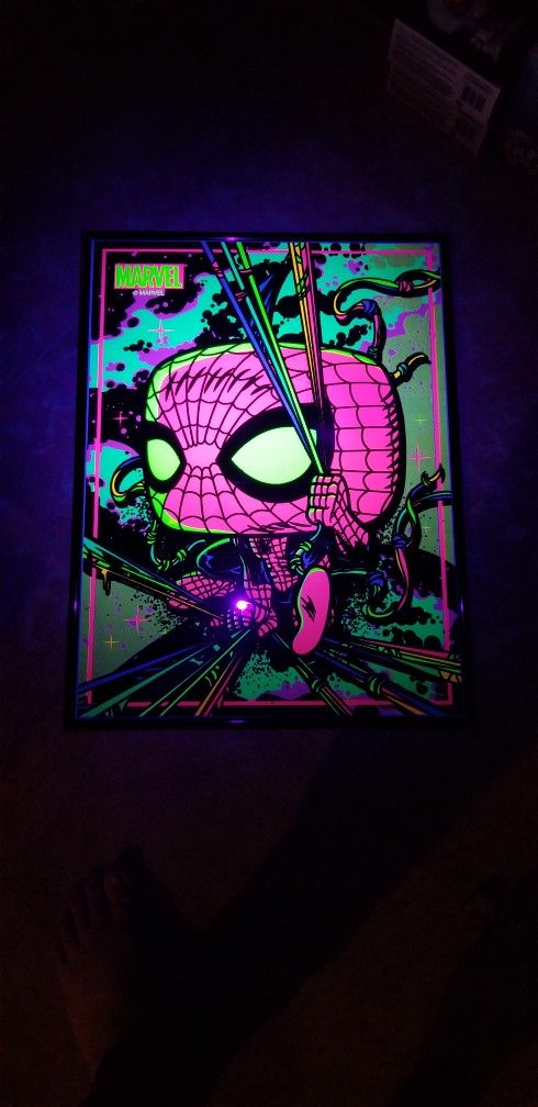 Funko Spiderman blacklight Poster Framed NEW