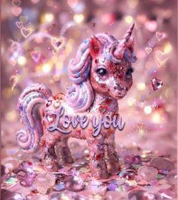 8.5x11 Cardstock Print Pink Pastel Unicorn Figurine "Love You"