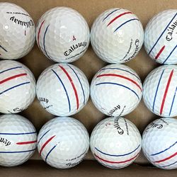 1 Dozen 12 Callaway 5A Triple Track Chrome Soft Golf Balls Exc Cond Stripe