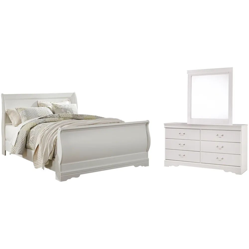 Anarasia Queen Sleigh Bed with Mirrored Dresser Half-Off Special