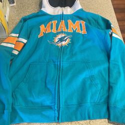 Kids Miami Dolphins Zip Up Hoodie Size 14/16