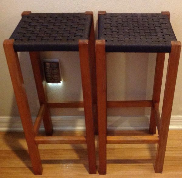 Wicker Seat Wooden Stools
