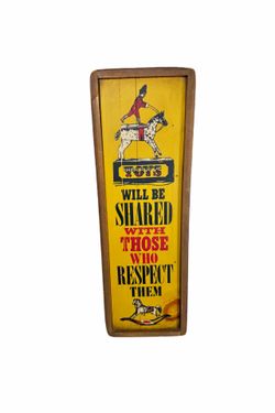 Vintage 1970s Rustic Framed Wooden Kids Playroom Rule Wall Plaque Sign Poster.