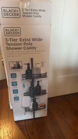 BRAND NEW Black+Decker 3-Tier Tension Pole Shower Caddy