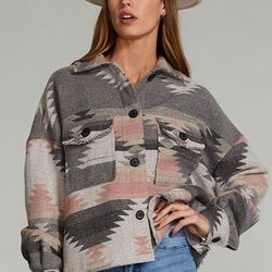 Oversize Aztec Print Jacket