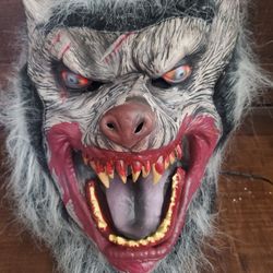 Darkside Of The Moon Adult Full Head Scary Halloween Werewolf Wolf Mask Fur Used?

