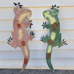 2 Large Metal Lizard Wall Hanging, Yard Patio Garden Art, $39 for both or $20 each