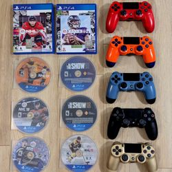 8 PS4 Sports Games & 5 PS4 Controllers (Read Description For Controller Status)