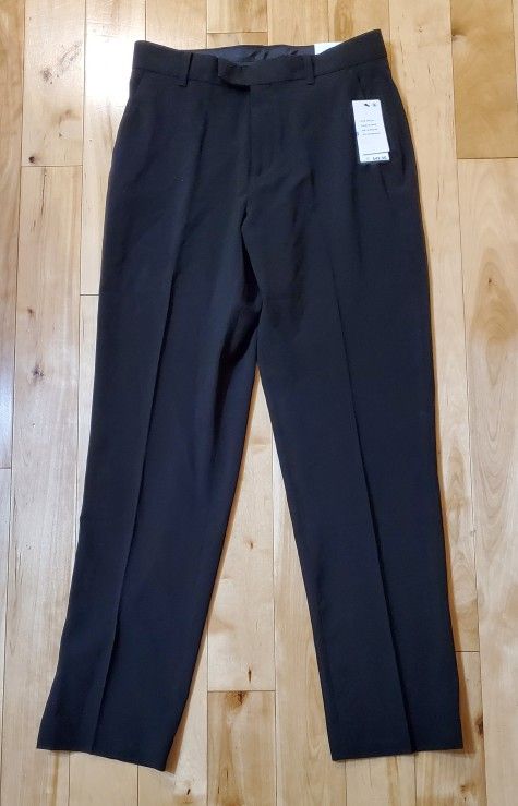 NEW Calvin Klein Boys Flat Front Stretch Slim Fit Black Dress Pants (18)