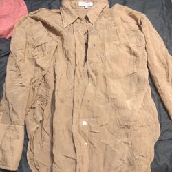 Women Tan Dress Shirt - Sz: S