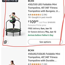 REBOUNDER with hand bar ADULT TRAMPOLINE