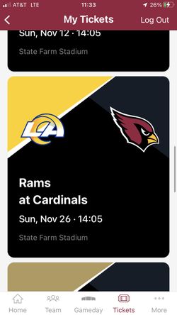 Rams Vs Cards $125 7th Row Section 135