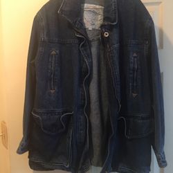 Mid length denim jacket