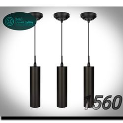 DAKASON Black Pendant Light, LED Modern Pendant Light Fixture for Kitchen Island, Adjustable Rope Hanging Ceiling Lamp for Dining Room, Bar Restaurant