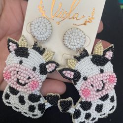 Cow Beaded Earrings