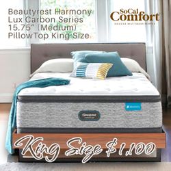 Beautyrest Harmony Lux Carbon Series 15.75” (Medium) PillowTop King Size