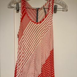 Red and White Zip Back Shirt Size S Audrey 3+1 