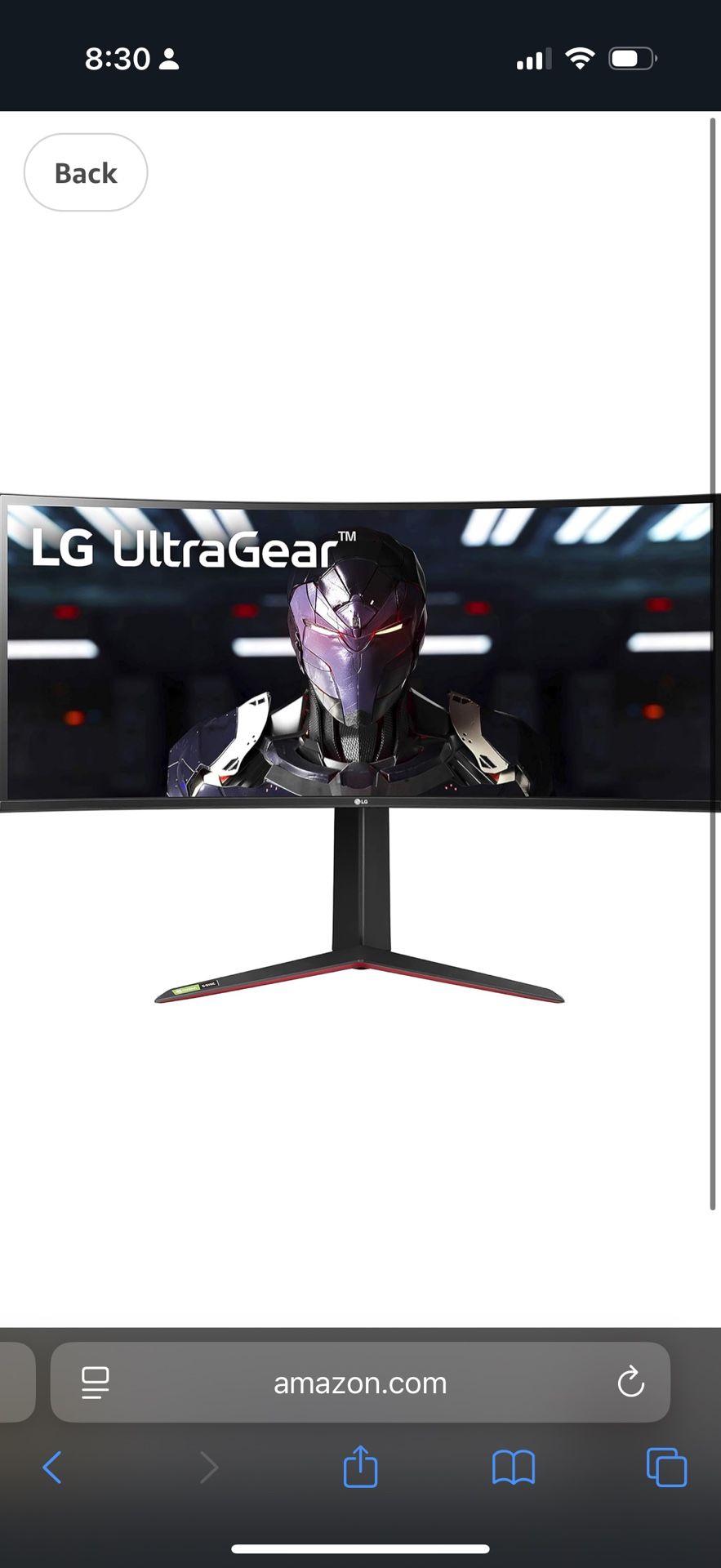 LG Curved Gaming Monitor 34 Inch 21 : 9 UltraGear Curved QHD (3440 x 1440)