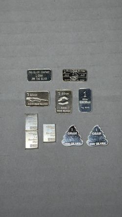 Lot of (10) Fractional Silver 1 gram .999 Fine Silver