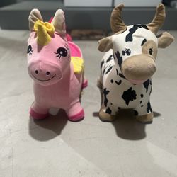Bouncy Cow & Hopping Horse Toys, Inflatable Bouncing Animal Hopper for Toddlers or Kids, Ride o