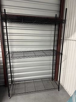 TWO Uline Black Wire Shelving Unit 3-Tier