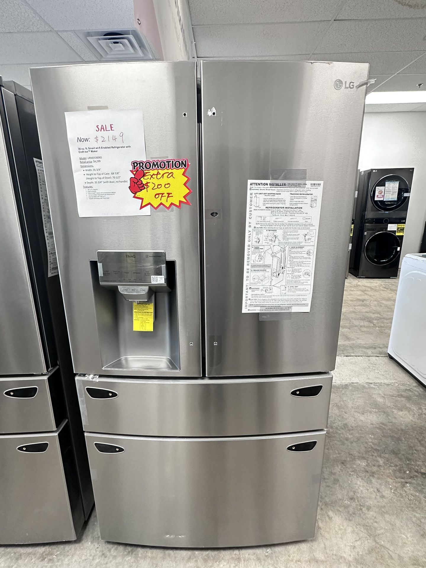 LG 30cu French Door Refrige With Fresh Drawer And Craft Ice Maker 