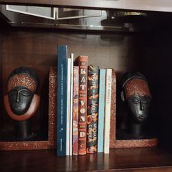 HAND CARVED AFRICAN TRIBAL BOOK ENDS